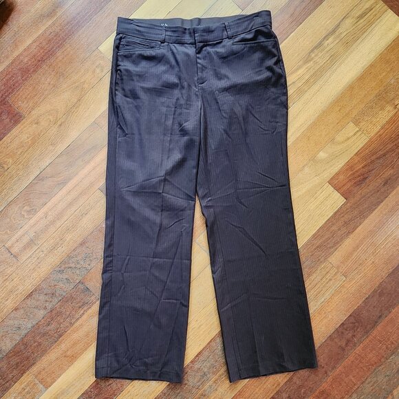 Dockers Brown Pin Stripe Straight Leg Trousers Size 14S - Picture 1 of 15